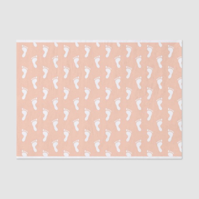 PAPIER MOUSSELINE LIGNES DE PASTEL PEACH ORANGE BABY PIEDS (Recto)