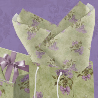 Papier Mousseline Lilac Dreams Style Vintage Vert Damas Découpage