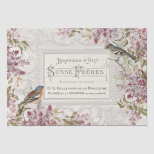 Papier Mousseline Lilac Flower Bird Français Ornat Découpage