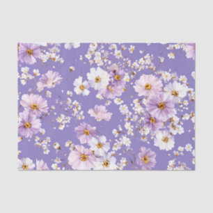Papier Mousseline Lilas Blanc Ditsy Pastel Boho 70s Vintage Floral