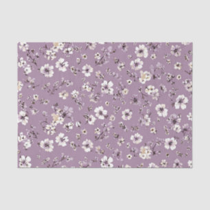 Papier Mousseline Lilas Blanc Ditsy Pastel Boho 70s Vintage Floral