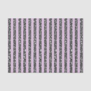 Papier Mousseline Lilas Lavande Violet Argent Pailleté Rayures Fête
