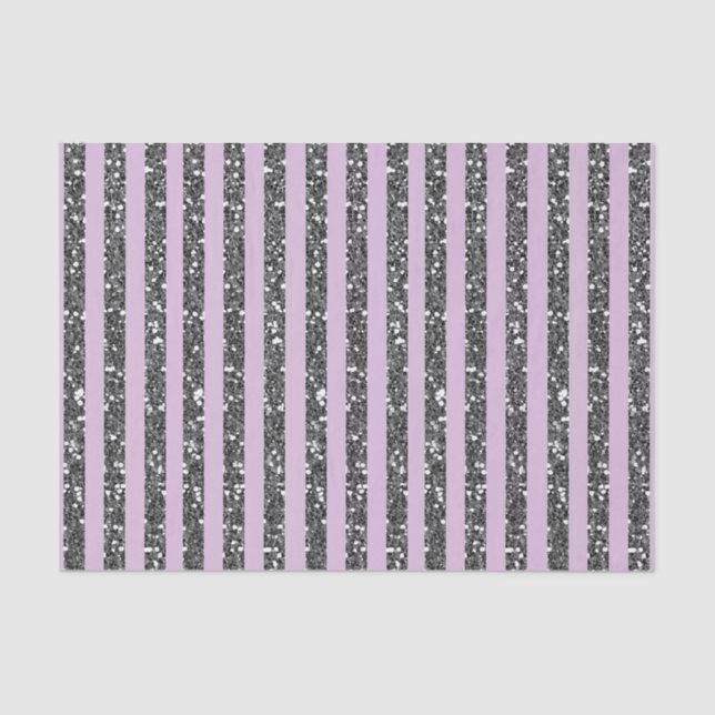 Papier Mousseline Lilas Lavande Violet Argent Pailleté Rayures Fête (Recto)