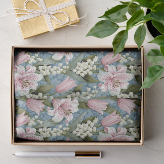 Papier Mousseline Lilies, muguet tulipe motif floral