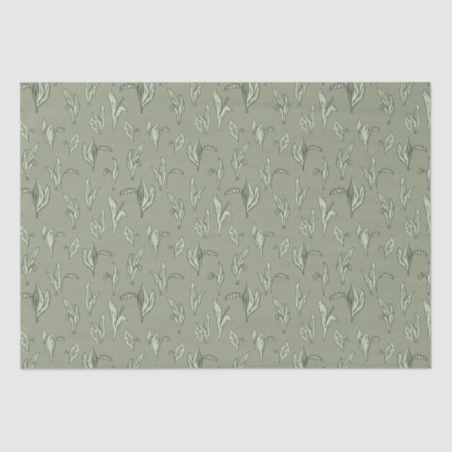Papier Mousseline Lily de la Vallée Vintage verte (Recto)