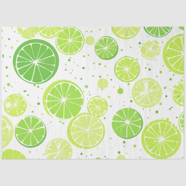 Papier Mousseline Lime de citron vert brillant | Motif de chaux (Recto)