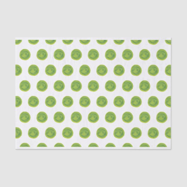 Papier Mousseline Lime Vert Aquarelle Pois Tissu Papier (Recto)