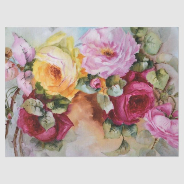 Papier Mousseline Limoges peints à la main d'antiquité Tissu cadeau  (Recto)