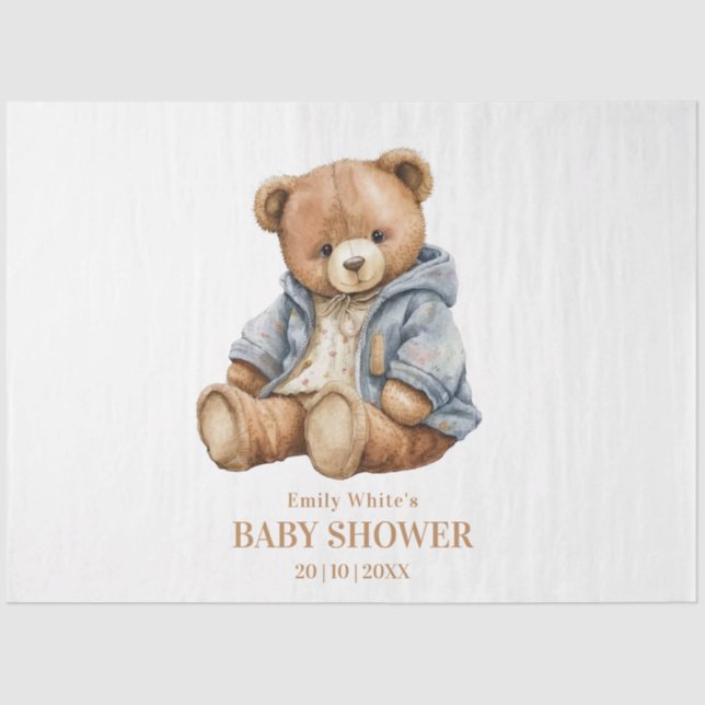 Papier Mousseline L'Invitation Baby shower De L'Ours En Teddy Peut A (Recto)