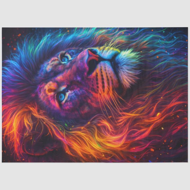 Papier Mousseline Lion Arc-en-ciel (Recto)