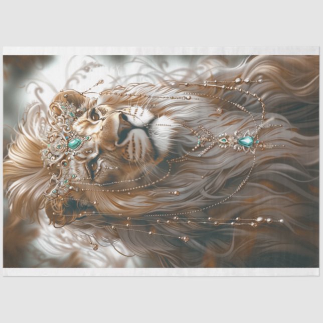 Papier Mousseline Lion blanc d'Afrique apparence majestueuse Découpa (Recto)