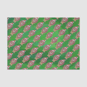 Papier Mousseline Lion Christmas on Green