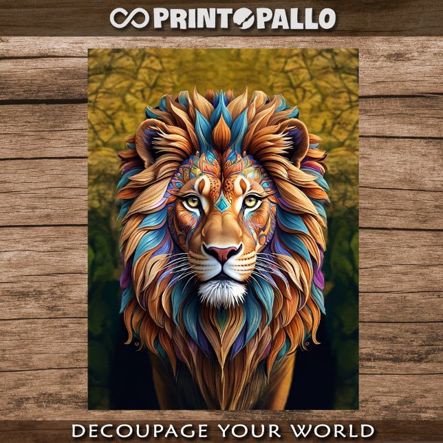 Papier Mousseline Lion dans un style tourbillon pour découpage  (Créateur téléchargé)