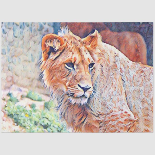 Papier Mousseline lion d'aquarell (Recto)