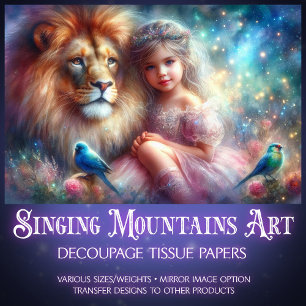 Papier Mousseline Lion de Juda avec la fille Découpage