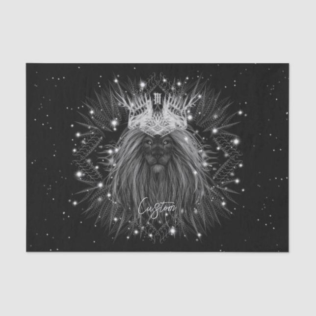 Papier Mousseline Lion d'étoile avec monogramme de couronne (Recto)