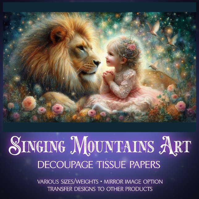 Papier Mousseline Lion et fille Christian Art Découpage (Créateur téléchargé)