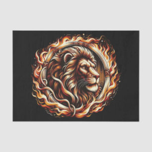 Papier Mousseline Lion flamboyant en anneau d'astrologie des flammes