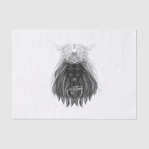 Papier Mousseline Lion noir avec couronne Antlers et monogramme