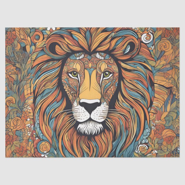 Papier Mousseline Lion Royal Fantaisiste (Recto)