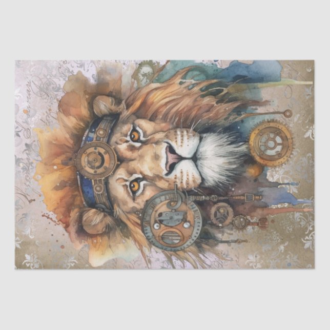 Papier Mousseline Lion Steampunk (Recto)