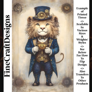 Papier Mousseline Lion Steampunk & Trophée doré AS2 Découpage