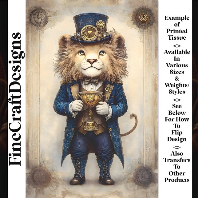 Papier Mousseline Lion Steampunk & Trophée doré AS2 Découpage (Créateur téléchargé)