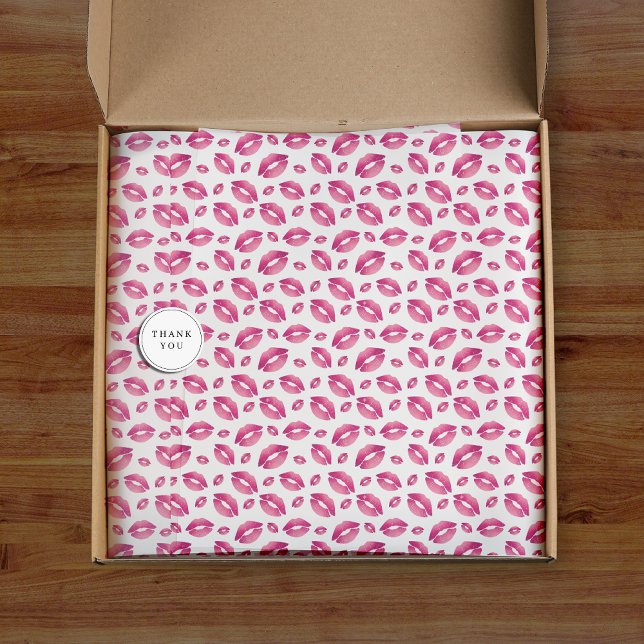 Papier Mousseline Lips Pattern Pink & White (Lips Pattern Pink & White Tissue Paper
)