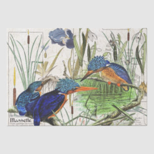 Papier Mousseline L'iris de Cattail d'oiseaux de martin-pêcheur