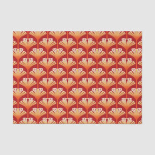 Papier Mousseline Lis d'art déco, orange de mandarine et or