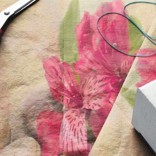 Papier Mousseline Lis Peruviennes roses avec des pierres (Créateur téléchargé)