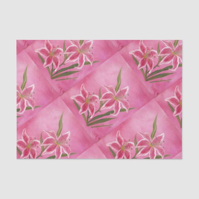 Papier Mousseline lis rose (Recto)