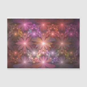 Papier Mousseline Lit de fleurs coloré brillant art fractal abstrait