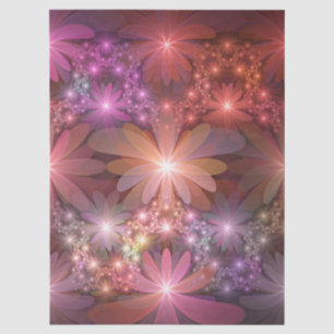 Papier Mousseline Lit de fleurs coloré brillant art fractal abstrait