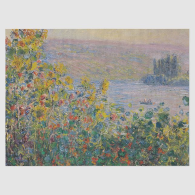 Papier Mousseline Lits à fleurs à Vétheuil - Claude Monet (Recto)