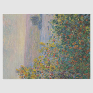 Papier Mousseline Lits de fleurs à Vetheuil par Claude Monet