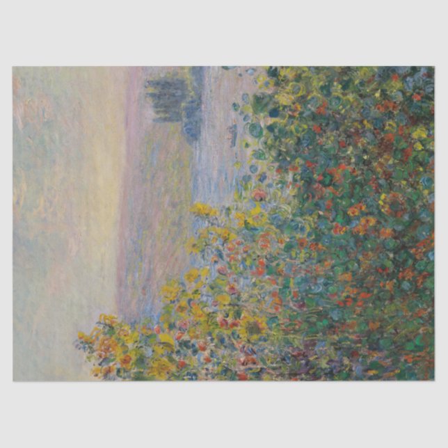 Papier Mousseline Lits de fleurs à Vetheuil par Claude Monet (Recto)