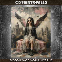 Papier Mousseline Little city angel child in Italy -