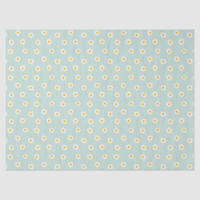 Papier Mousseline Little Daisies - soft teal (Recto)