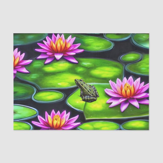Papier Mousseline Little Frog on Lily Pad (Recto)