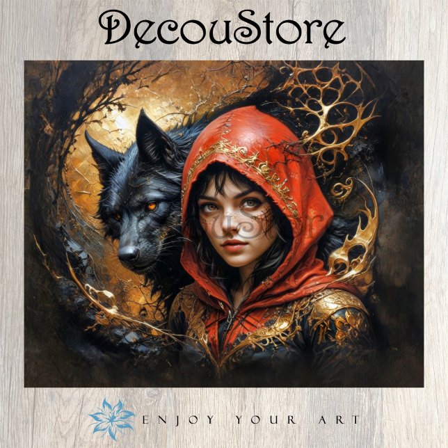 Papier Mousseline Little Red Riding Hood with the Wolf Decoupage (Créateur téléchargé)