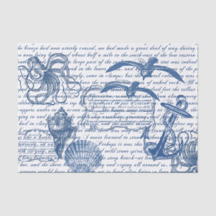 Papier Mousseline Livre blanc sur les tissus bleu et blanc de la mer