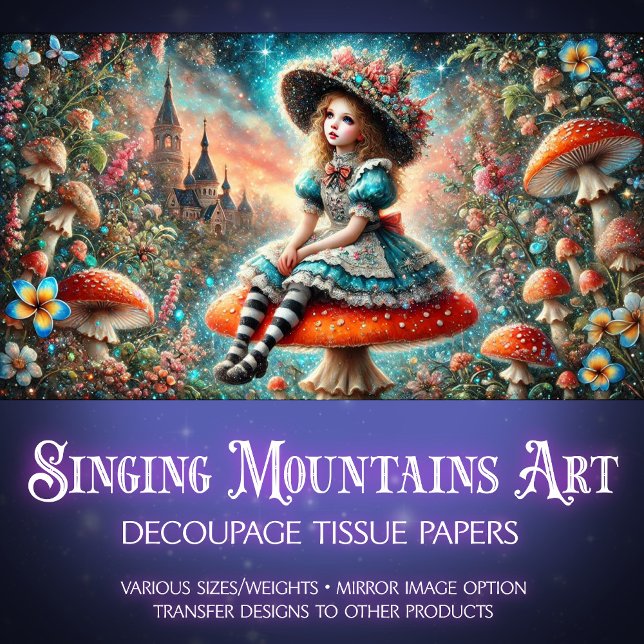 Papier Mousseline Livre d'histoire Alice Magique Champignons Découpa (Créateur téléchargé)