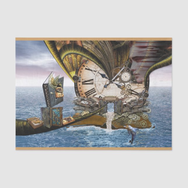 Papier Mousseline Livre d'histoire du dragon de Steampunk (Recto)