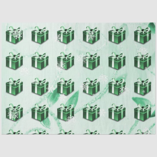 Papier Mousseline Livre vert cadeau de Noël (Recto)