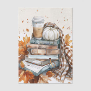 Papier Mousseline Livres et citrouilles à thème automne de couleur b