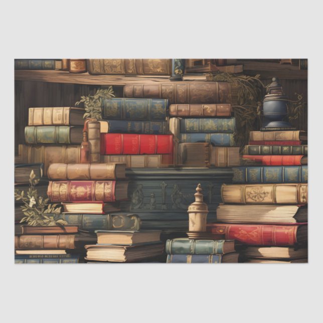 Papier Mousseline Livres Et Plante (Recto)