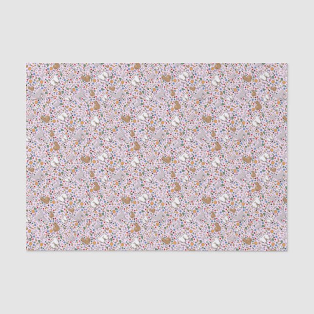 Papier Mousseline Llamas en rose (Recto)