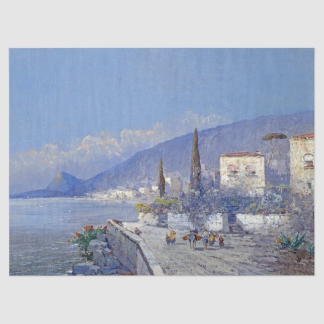 Papier Mousseline L'océan de l'Italie d'île de Capri fleurit le (Recto)