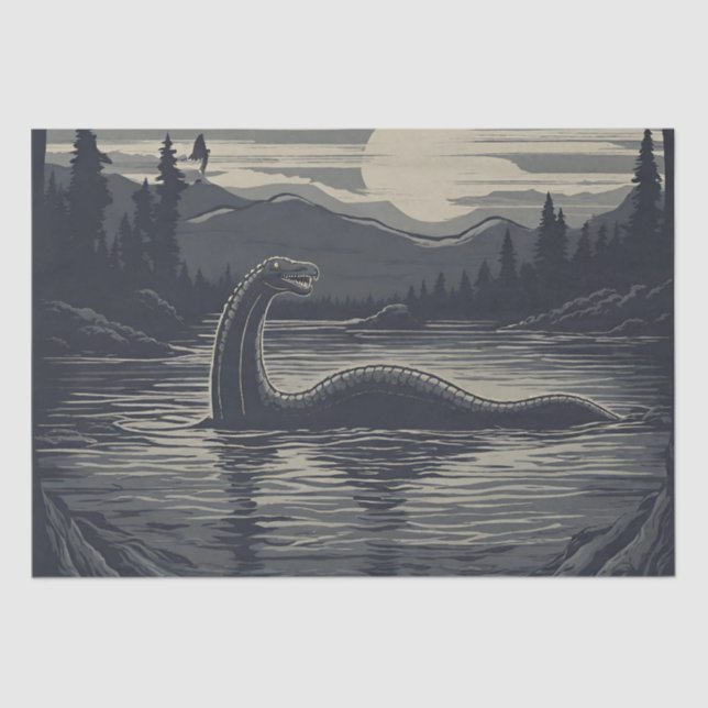 Papier Mousseline Lochness Nessie Cryptid Decoupage (Recto)